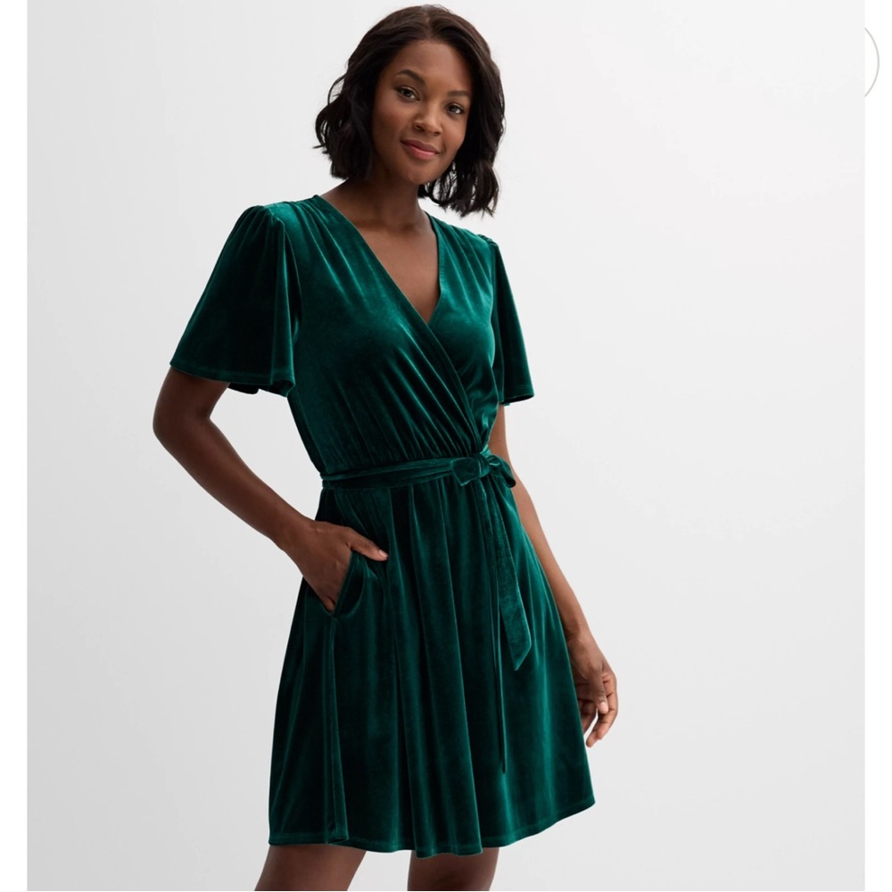 Tacera Teal Velvet Mini Dress